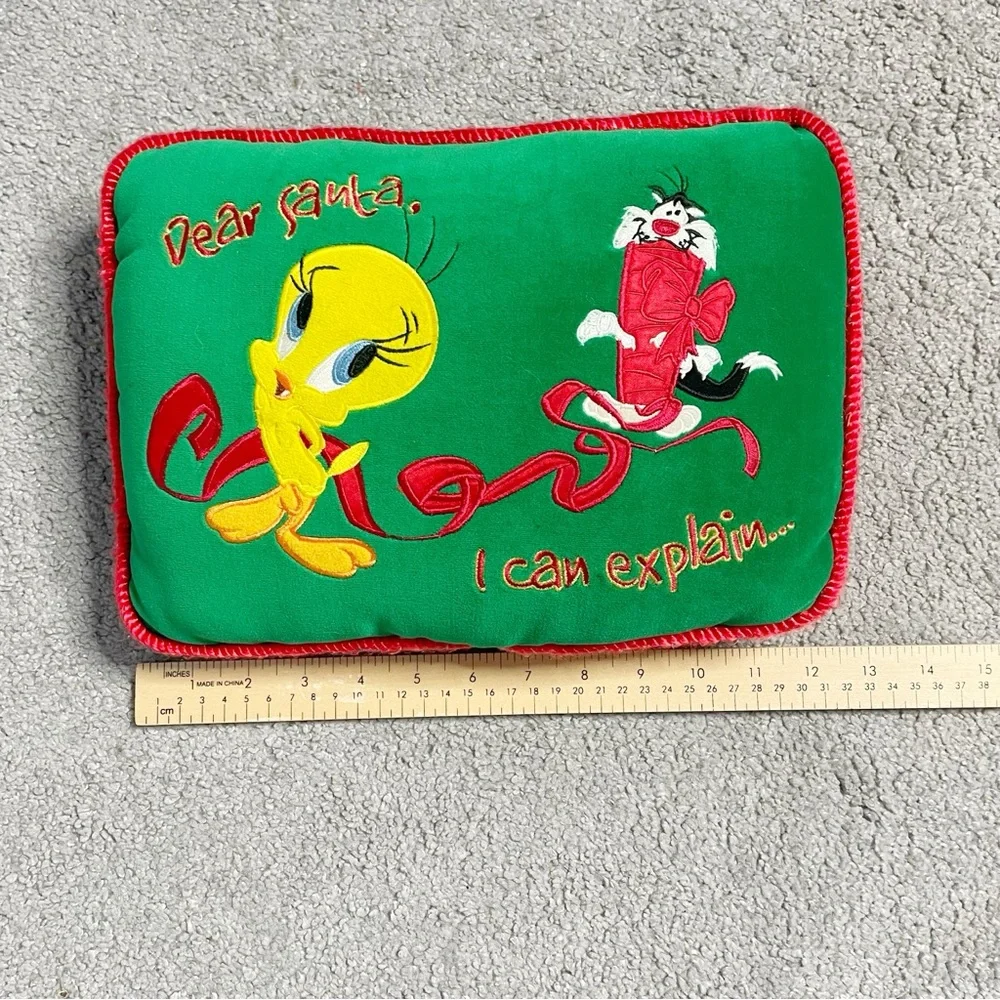 Tweety And Sylvester “Dear Santa, I Can Explain” Christmas Pillow WBSS 1990
